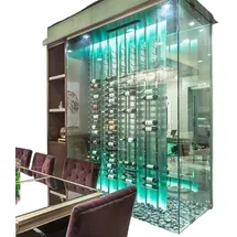 JV Möbel Moderner Weinschrank aus Edelstahl und Glas in Silber oder Schwarz