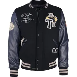 Bomberjacke TOP GUN "TG20202014", Herren, Gr. 52 (L), blau (navy), Obermaterial: 50% Wolle, 50% Polyester / Ärmel: 100% Polyurethan / Strick: 100% Polyester / Innenfutter: 100% Polyester, Jacken