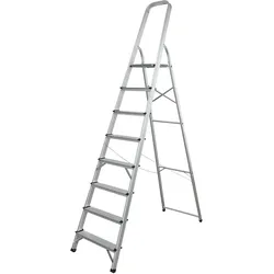 Trittleiter klappbar 8 Stufen, Aluminium, rutschfest, belastbar bis 150kg, Stehleiter