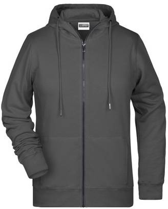Ladies' Zip Hoody Sweat-Jacke mit Kapuze und Reißverschluss grau, Gr. XS
