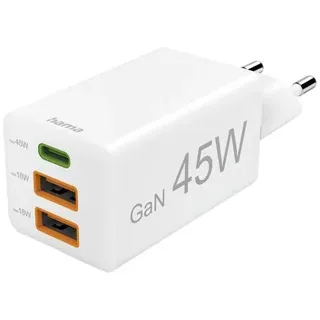 Hama 00201995 USB Ladegerät 45 w 2x USB-A, 1x USB-C® USB PD Weiß Innenbereich USB Power Delivery (