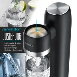 Arendo Wassersprudler Soda Maker schwarz + 2x 1000 ml Flaschen