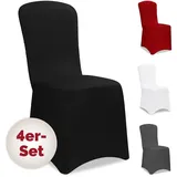 DETEX DETEX® 4er Set Stretch Hussen Schwarz Hohe Stuhlbezüge