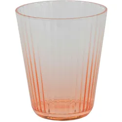 Decoris Trinkglas 10cm Kunststoff - Trinkbecher mit Rillen Becher Gläser Trinkgeschirr Wasserglas Saftglas Limonadenglas Cocktailglas Transparent Orange
