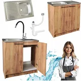 stamar Spülenschrank Eiche Gold 80 x 46 x 0 cm Braun