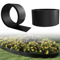 Froadp Beeteinfassung Metall 5m x 15cm, Rasenkante Verzinkt 0,6 mm, Flexible Mähkante Garten, Metall Rasenkanten Beetumrandung für Gartenbeet, Beetbegrenzung, Baumring, Rasenabgrenzung, Schwarz