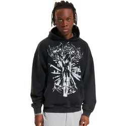 Favela Dawn Black Washed Hoodies schwarz gewaschen - S