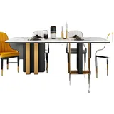 JVmoebel Esstisch Esstische Marmor Möbel Tische Tisch Esszimmer Metall, Made in Europa weiß