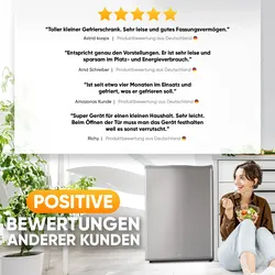Stillstern Mini Gefrierschrank (42L) -18°C, Eiswürfelschale, Schloss, Türanschlag wechselbar, 4-Sterne Tiefkühlschrank für Camping/Büro Gefriertruhe Klein Gefrierschrank Klein Tiefkühltruhe