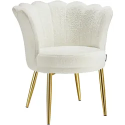TECTAKE Sessel Stella, dicke Polsterung, 67x64x76cmKunstfell creme/gold