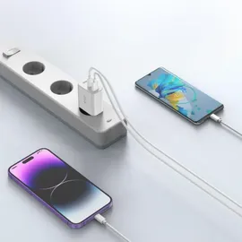TECH-PROTECT Nc30W 3-Port-Netzwerk-Ladegerät Pd30W/Qc3.0 Weiss / Usb-a Qc 30w Wandladegerät – Weiß