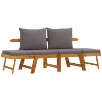 Furnicato Gartenbank mit Kissen 2-in-1 Massivholz Akazie
