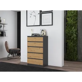 Top e shop Topeshop M5 ANTRACYT/ARTISAN Kommode - Grau/Braun