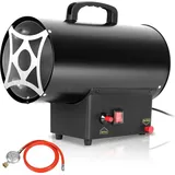 Bettizia Gasheizgebläse 15 kW, mit Verbindungsschlauch, Druckminderer, Turbo-Ventilator, für handelsübliche Gasflaschen, Heißluftgenerator Heiz... - Schwarz