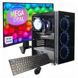 GAMEMAX Gaming PC Draco XD Komplett SET Ryzen 5 5500 32GB RAM 1TB SSD RTX 5050 Windows 11 + MSI MAG 32C6 Monitor Curved 80cm (32") + Zubehör - Schwarz