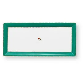 Pip Studio Servierplatte Love Birds Kuchenplatte grün 33cm, Porzellan, (Platten), Cake Tray Rectangular Love Birds Emerald 33.3x15.5cm grün