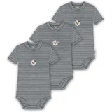 normani Outdoor Sports 3er Set Baby Merino Kurzarmbody Multipack in Grau gestreift | Gr.: 62