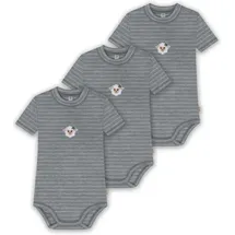 normani Outdoor Sports 3er Set Baby Merino Kurzarmbody Multipack in Grau gestreift | Gr.: 62