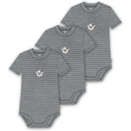 normani Outdoor Sports 3er Set Baby Merino Kurzarmbody Multipack in Grau gestreift | Gr.: 62