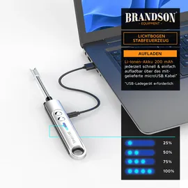 Brandson USB Lichtbogen Stabfeuerzeug Silber