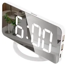 INF Digitalwecker mit Spiegelglas weiß