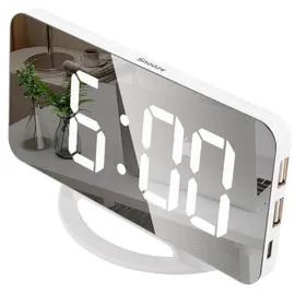 INF Digitalwecker mit Spiegelglas weiß