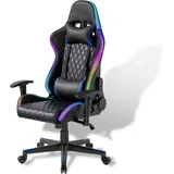 Xantron Xantron® Ergonomischer Gaming Stuhl RGB Beleuchtung - 150 kg Belastbarkeit/Gamer Sessel in Schwarz mit PVC Leder/Gamingsessel verstellbar per