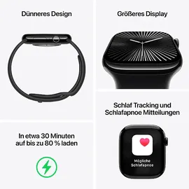 Apple Watch Series 10 GPS 42 mm Aluminiumgehäuse diamantschwarz Sport Loop tinte