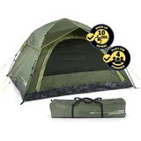 Lumaland Wurfzelt Pop Up Zelt für 6 Personen, Wurfzelt mit 10 Sek. Quick-Up Aufbau, (19 tlg), Wetterfestes Camping Zelt Regen, Schnee, Wind, Sand, Moskitonetz grün