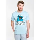 LOGOSHIRT T-Shirt "Sesamstrasse - Krümelmonster", Herren, Gr. M, blau, 100% Baumwolle, bedruckt, normal, Rundhals, Shirts T-Shirt, mit coolem Print