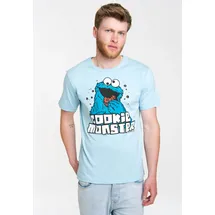 LOGOSHIRT T-Shirt "Sesamstrasse - Krümelmonster", Herren, Gr. M, blau, 100% Baumwolle, bedruckt, normal, Rundhals, Shirts T-Shirt, mit coolem Print