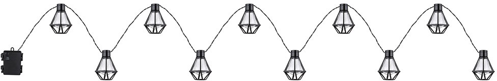LED Lichterkette Außenleuchte Gartenlampe Terrasse Laterne Käfig Dekoration schwarz, Kunststoff, LED warmweiß, L 230 cm
