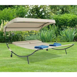 VCM Bindox Doppel-Gartenliege 200 x 180 x 137 cm creme inkl. Sonnendach