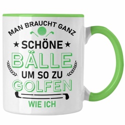 Trendation Tasse Trendation – Golf Tasse Golfer Geschenk Papa Vater Geschenkidee Golf Kaffeetasse mit Spruch grün