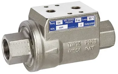 Koaxialventil pneumatisch, doppeltwirkend, NC, Messing vernickelt, NBR, Rp 1