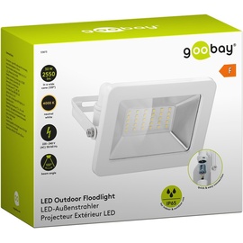 goobay 53873 LED Strahler Außen 30W / Außenstrahler IP65 / Neutralweißes Licht 2550 lm/LED Scheinwerfer Fluter Wandmontage / IP65 Gartenstrahler/Weiß