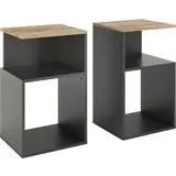 Vichy Vichy, Nachttisch, Elios, Anthrazit/Goldkraft Eiche, 2er Set