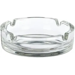 Relaxdays Aschenbecher Glas, 4er Set, zuhause & Gastro, HxD: 3,5 x 11 cm, Glasascher mit Zigarettenhalter, transparent