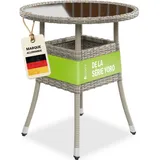 Juskys Yoro Polyrattan Gartentisch rund Ø 60 cm Grau