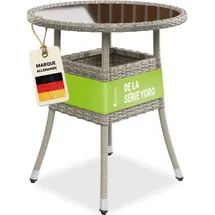 Juskys Yoro Polyrattan Gartentisch rund Ø 60 cm Grau