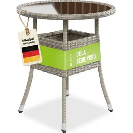 Juskys Yoro Polyrattan Gartentisch rund Ø 60 cm Grau