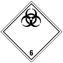 Gefahrzettel, Gefahrgutklasse 6.2 - Ansteckungsgefährliche Stoffe - 30x30 mm Folie selbstklebend