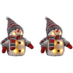 Gravidus 2er Set Weihnachtsfiguren Deko LED Schneemann Beleuchteter Schneemann