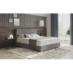 Boxbett INOSIGN "Stratus 2", grau (velvet 17 elephant), B:187cm L:211cm, 100% Polyester, Komplettbetten, Boxspringbett, inkl. Bettkasten und Matratze