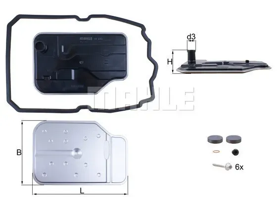 MAHLE Hydraulikfilter, Automatikgetriebe mit Dichtung für MERCEDES-BENZ SSANGYONG A2212770000 A2202710380 A2212770100 HX 230 KIT