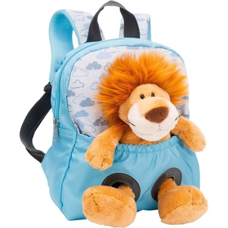 NICI 49848 Rucksack mit Plüschtier 21x26cm Löwe 25cm hellblau