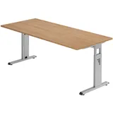 Hammerbacher höhenverstellbarer Schreibtisch nussbaum rechteckig, C-Fuß-Gestell silber 180,0 x 80,0 cm