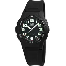 Q&Q Herrenuhr mit Silikonarmband, 10 bar - Schwarz/Schwarz