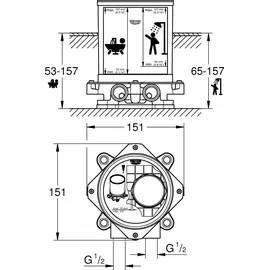 Grohe Rohbauset Grundkörper DN 15 Schwarz/Weiß