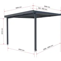 Gutta Terrassendach Premium 309,4 x 306 cm anthrazit/polycarbonat opal